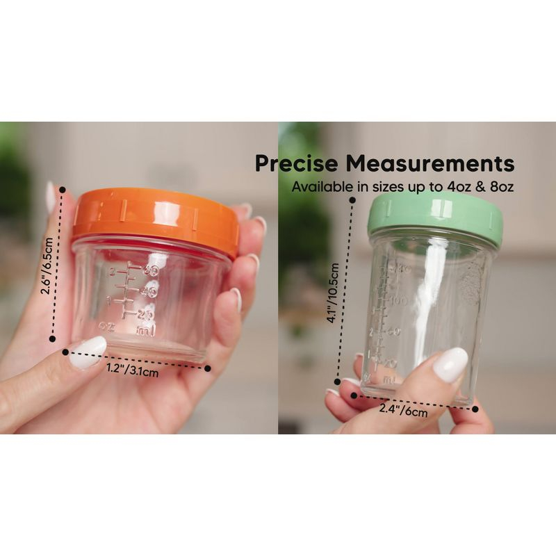 4pk Prep Baby Food Storage Containers, 8 oz Leak-Proof, BPA Free Glass Baby Food Jars for Feeding (Musk Dusk)