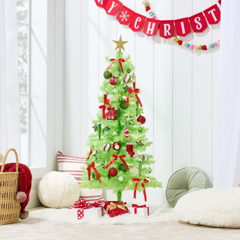 Best Choice Products 4ft Prelit Colored Christmas Tree, Artificial Tree Holiday Decor w/ LED Lights - Lime Green