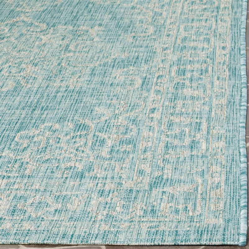 Courtyard CY8481 Power Loomed Indoor/Outdoor Area Rug - Aqua/Grey - 6'7"x6'7" - Safavieh.