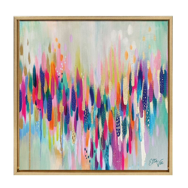 Kate & Laurel All Things Decor 22"x22" Sylvie Brushstroke 154 Framed Wall Art by EttaVee Bright Gold Modern Abstract Colorful Fun Wall Art