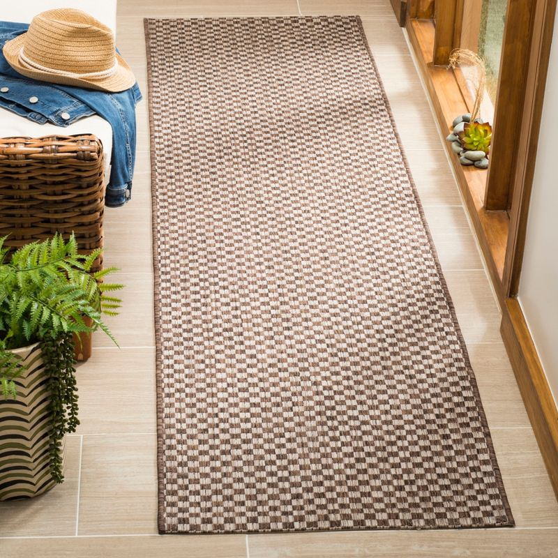 Courtyard CY8653 Power Loomed Indoor and Outdoor Runner Rug - Light Brown/Light Grey - 2'3"x6'7" - Safavieh