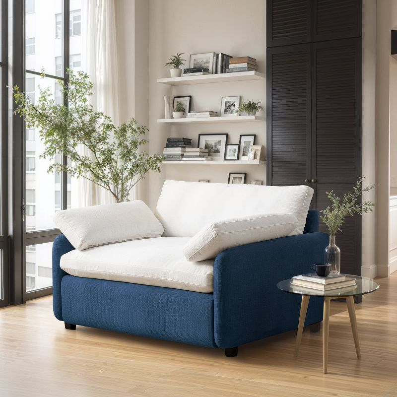 GDFStudio Lilith 50" Oversized Chenille Bold Color-Blocking Armchair, Single Sofa Chair, Blue