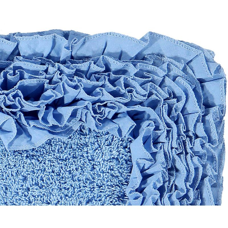 24"x40" Shaggy Border Collection Bath Rug Blue - Better Trends: Cotton Tufted, Machine Washable, No Backing