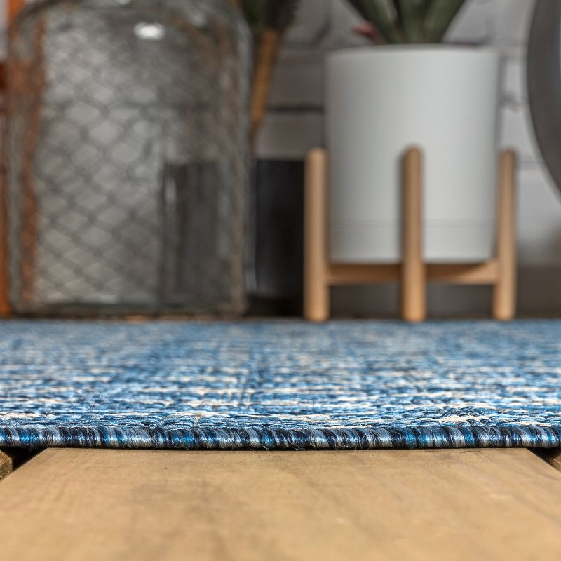 8'x10' Ourika Moroccan Geometric Textured Weave Indoor/Outdoor Area Rug, Navy/Light Gray - JONATHAN Y
