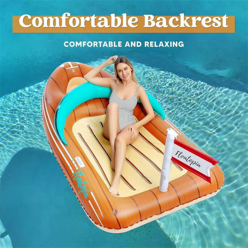 Joyfy Inflatable Pool Floats Raft with Reinforced Cooler, Funny Giant Boat Pool Float, Swimming Pool Party Beach Lake Pool Lounge Float for Family