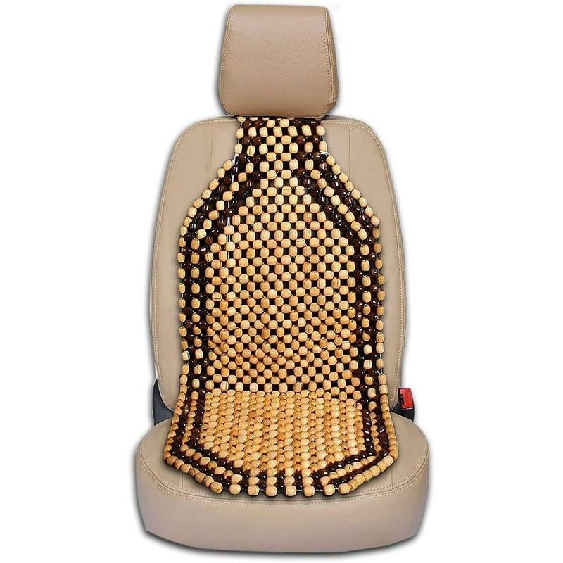 Zone Tech Wood Beaded Seat Cushion - Premium Quality Car Massaging Double Strung Wood Beaded Seat Cover for Stress Free all Day!