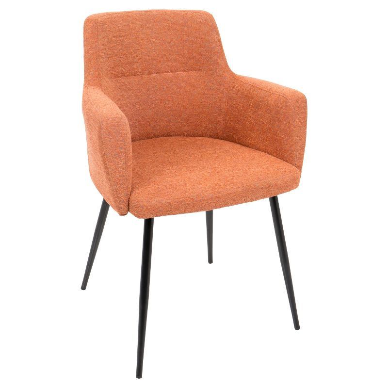 Set of 2 Andrew Contemporary Dining Accent Chairs Orange - Lumisource: Upholstered, Metal Legs, Padded Armrests