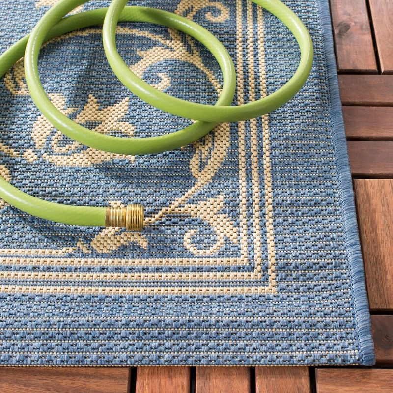 Courtyard CY2098 Power Loomed Indoor and Outdoor Area Rug - Blue/Natural - 6'7"x6'7" - Safavieh