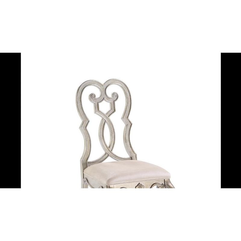 Set of 2 23" Esteban Dining Chairs Ivory Velvet/Antique Champagne Finish - Acme Furniture