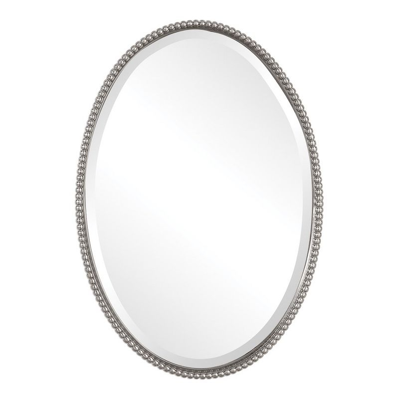 Uttermost Oval Vanity Decorative Wall Mirror Beveled Burnished Pale Champagne Gold Frame 25" Wide for Bathroom Bedroom Home Office