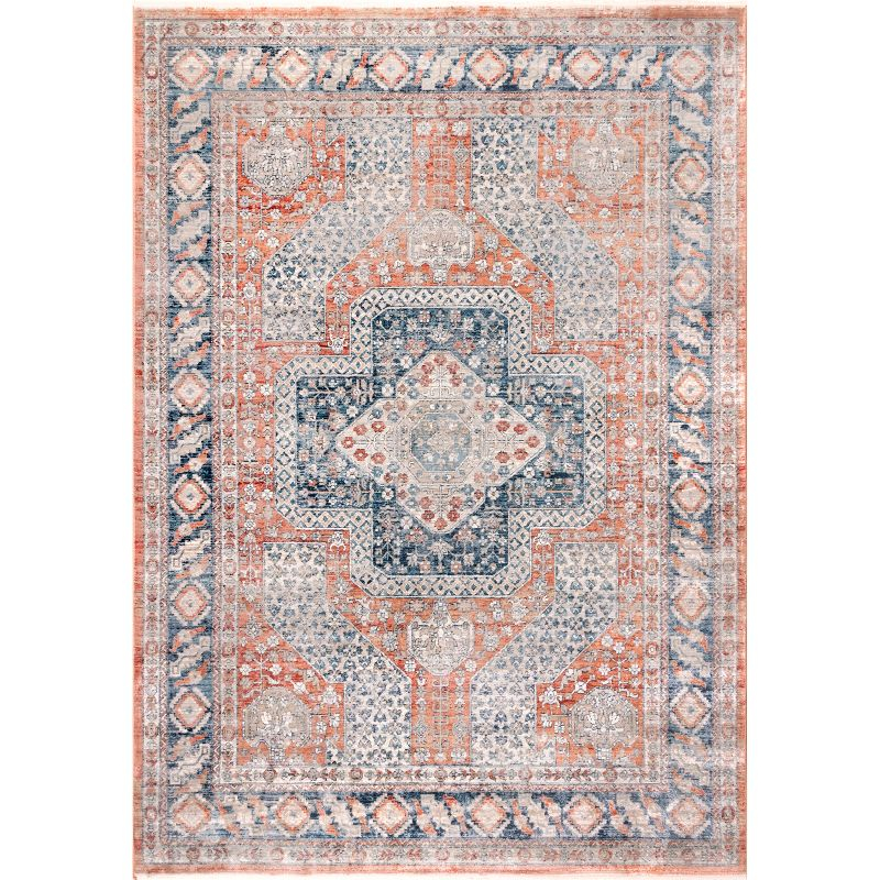 5'3"x7'3" Westlyn Faded Medallion Area Rug Rust - nuLOOM: Classic Low Pile Indoor Rectangle, Polypropylene, Cotton Backing