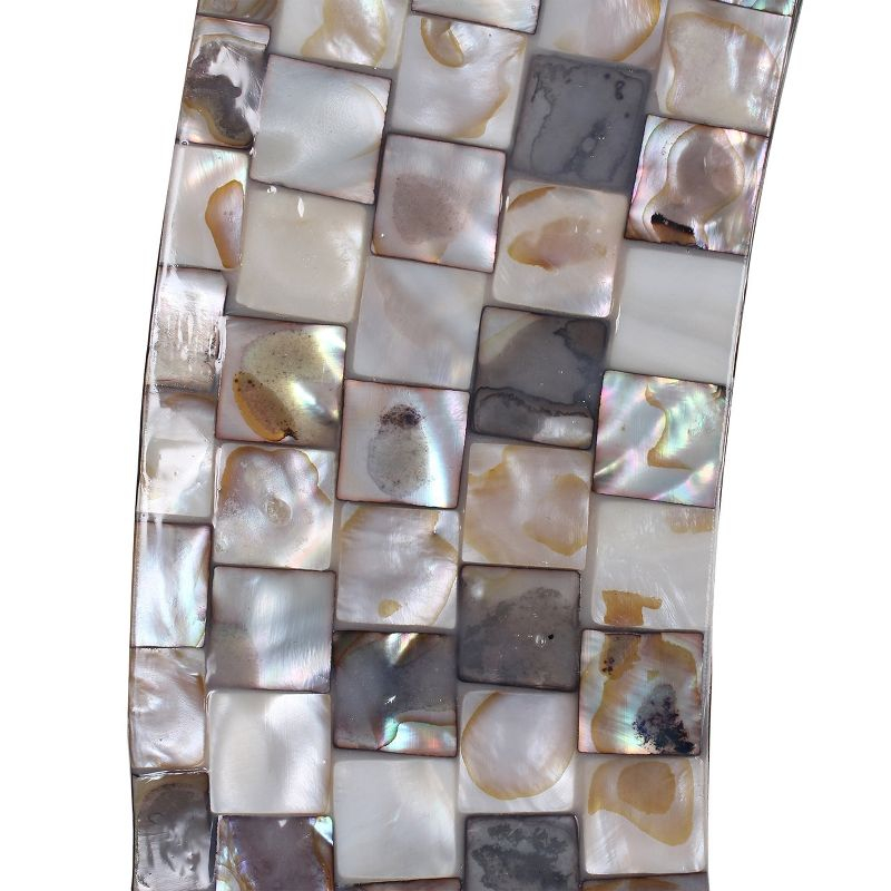 Chloe Lighting Reflection Vertical Hanging Seashell Finish Round Framed Wall Mirror 30`` Height