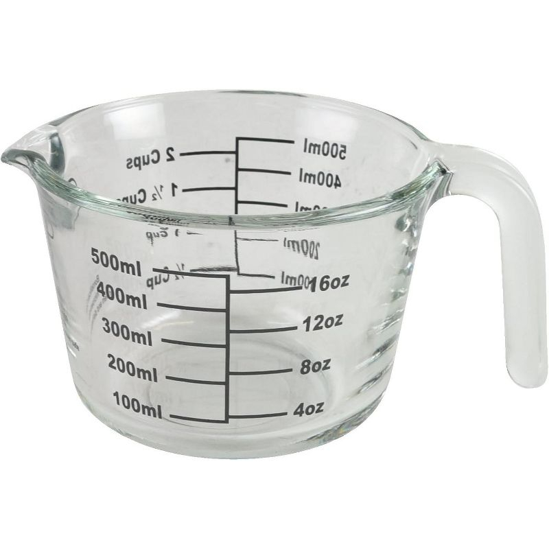 Farberware 2-Cup Borosilicate Glass Wet and Dry Measuring Cup with Oversized Measurements, Clear
