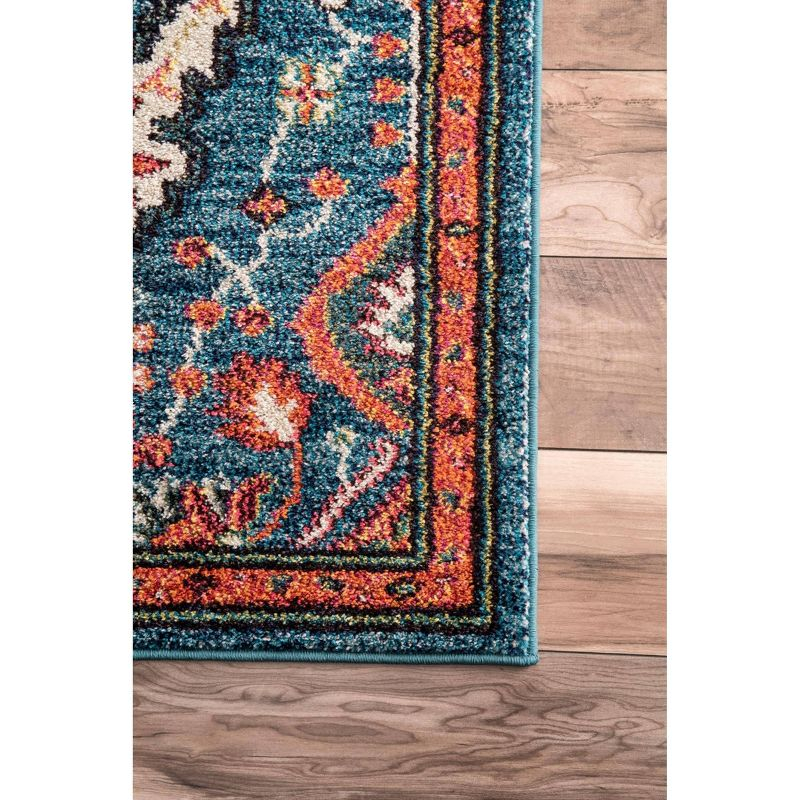 4'x6' Diamond Elayne Area Rug - nuLOOM: Geometric Blue, Low Pile, Indoor, Machine Made, Polypropylene