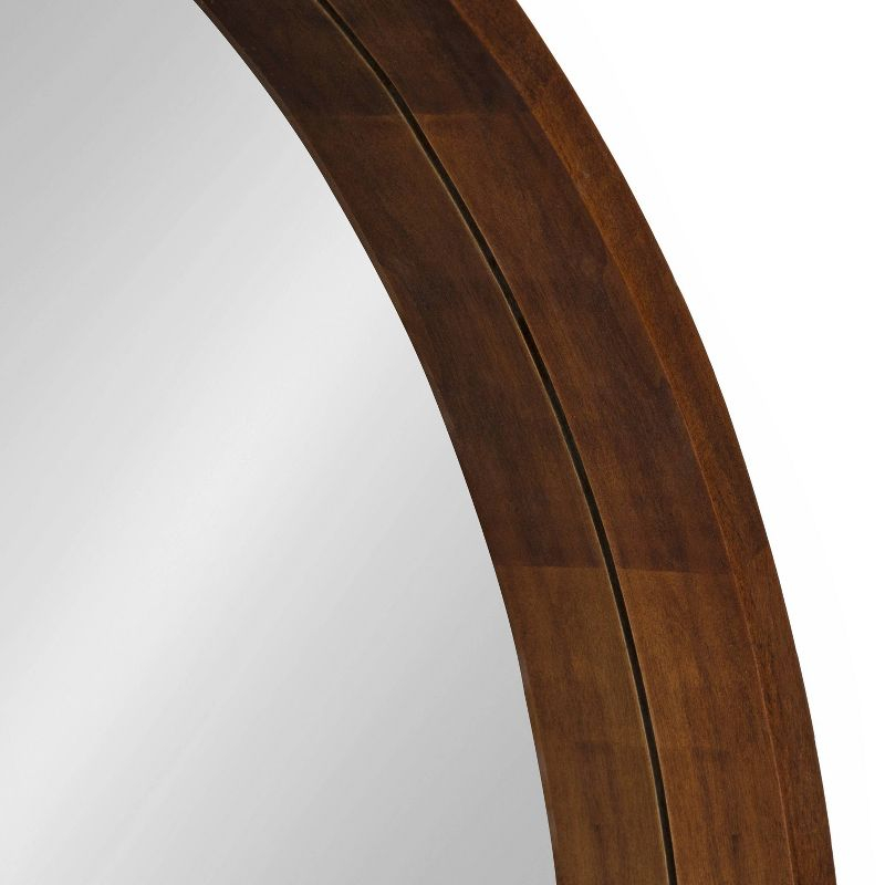 36" Hutton Round Wall Mirror Walnut Brown - Kate & Laurel All Things Decor: Modern Wood Frame, Wall Mount