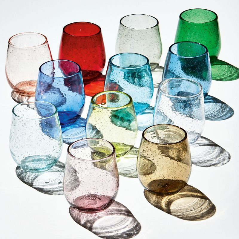 tagltd 16 oz. Bubble Glass Stemless Drinkware Clear Dishwasher Safe Beverage Glassware For Dinner Party Wedding Restaurant Bar