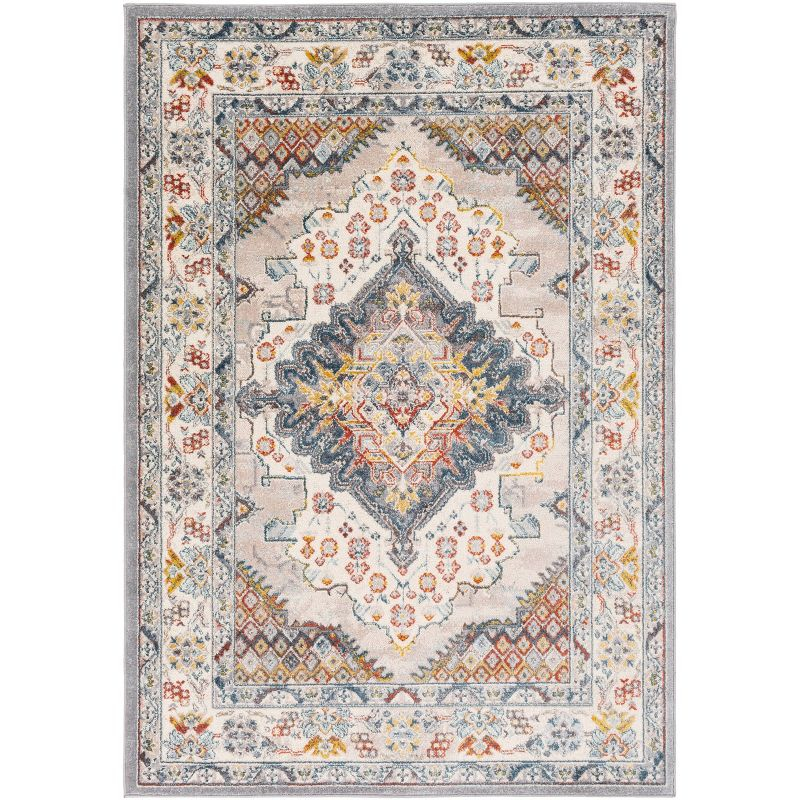 Livabliss 6'7"x9' Kashan Traditional Rugs Gray: Medium Pile, Stain & Fade-Resistant, Polypropylene, Indoor Use