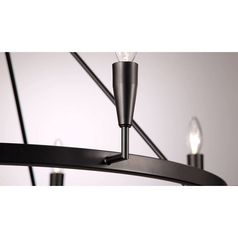 Possini Euro Design Covey Semi Gloss Black Ring Chandelier 36" Wide Modern Candles 8-Light Fixture for Dining Room House Foyer