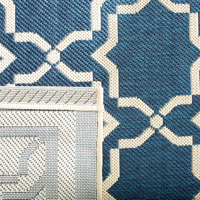 Courtyard CY6916 Power Loomed Indoor and Outdoor Area Rug - Navy/Beige - 6'7"x6'7" - Safavieh