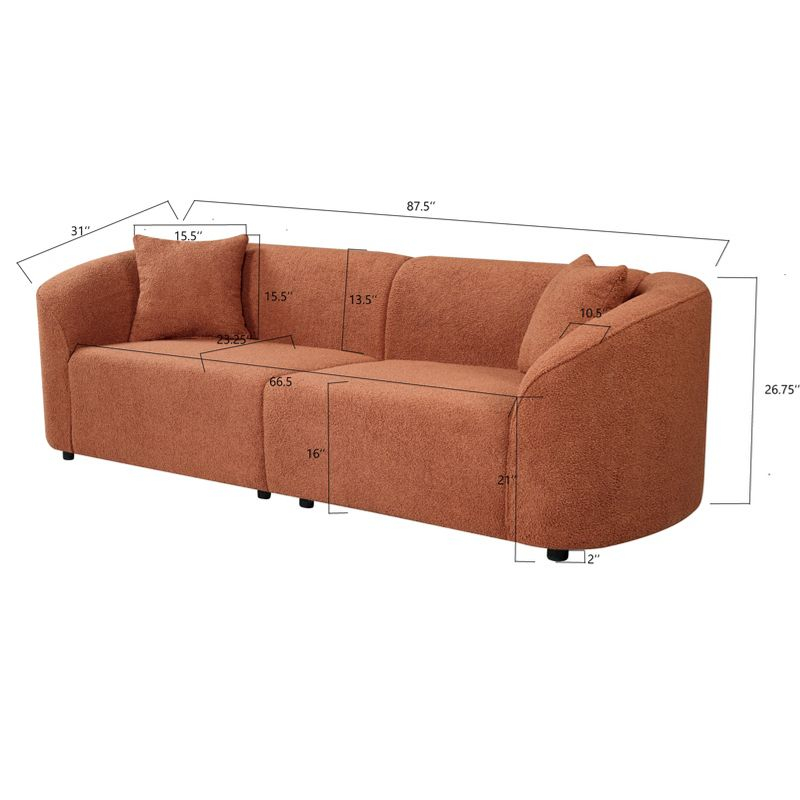 Christopher Knight Home Godwin 87.5" Modern Upholstered 3 Seater Curved Sofa, Orange