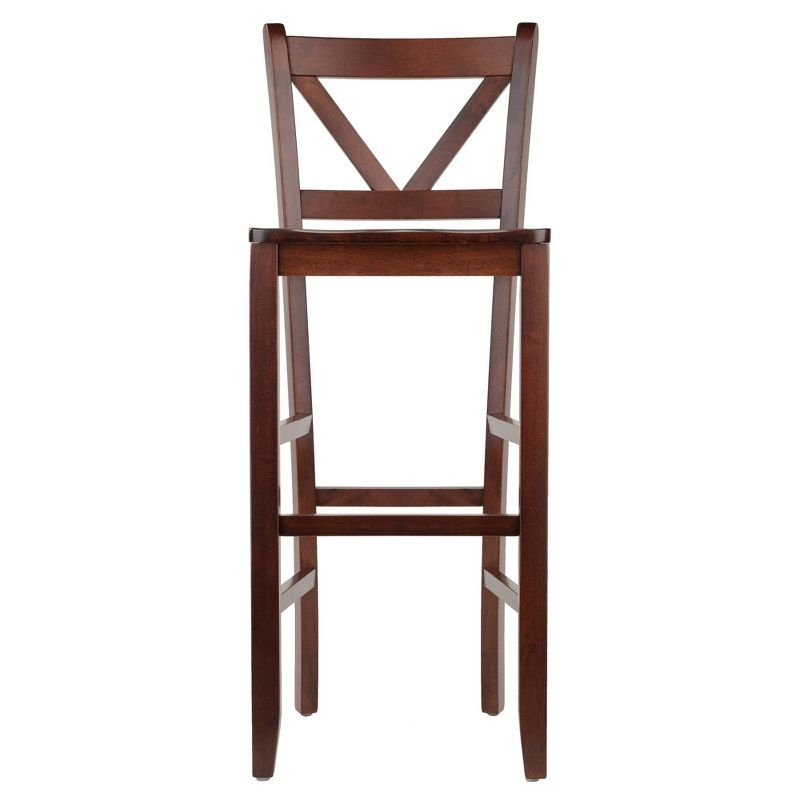 Set of 2 Victor V-Back 30" Barstool Wood/Walnut - Winsome: Solid Wood, High Back, Unupholstered