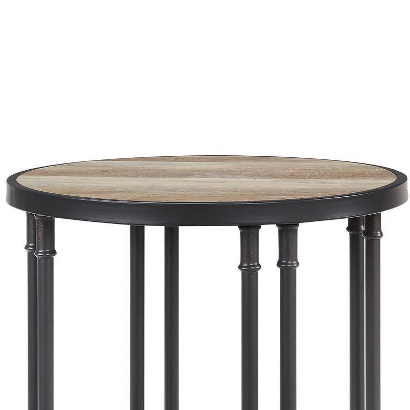 Acme Furniture Brantley 22" 1 Tier Shelf Accent Table Oak and Sandy Black: Round Beveled Edge, No Assembly Required