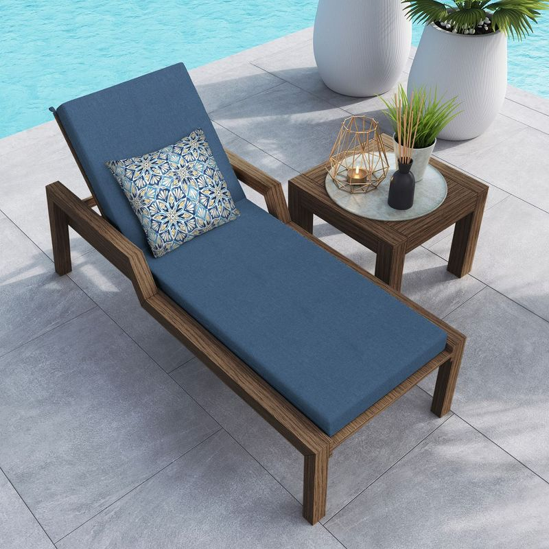 Honeycomb Outdoor Chaise Lounge Cushion - Textured Solid Pacific Blue