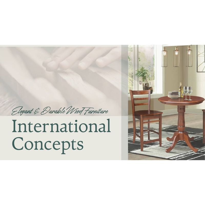 International Concepts 30" Round Top Pedestal Table-28.9" H, Antiqued Almond/Espresso