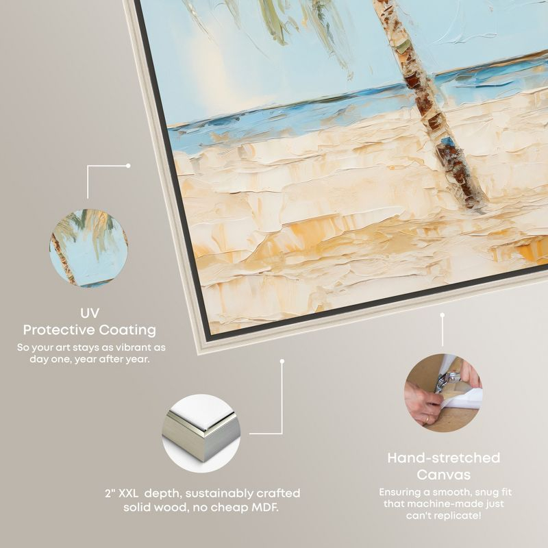 Art Remedy Painting Palm Trees Tropical Bathroom Wall Art, 30" x 30", Silver Frame