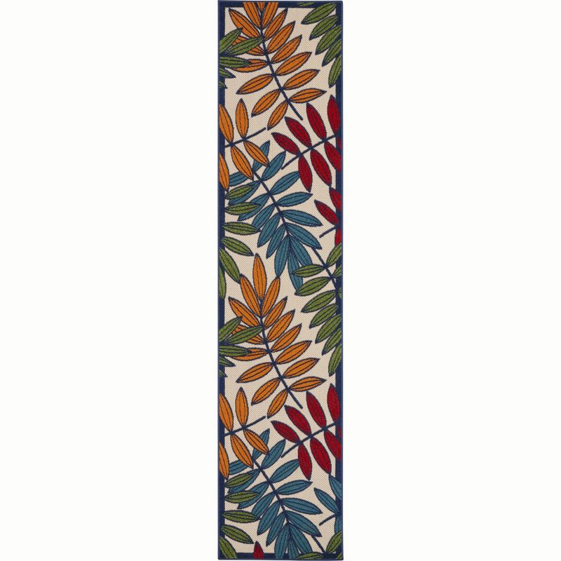 Nourison Aloha Floral Leaf Flatweave High-Low Indoor Outdoor Runner Rug Multicolor 2'3" x 10'