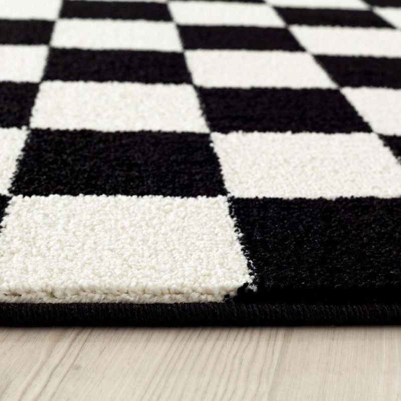 Luxe Weavers Checkered Black and White Geometric 8x10 Area Rug