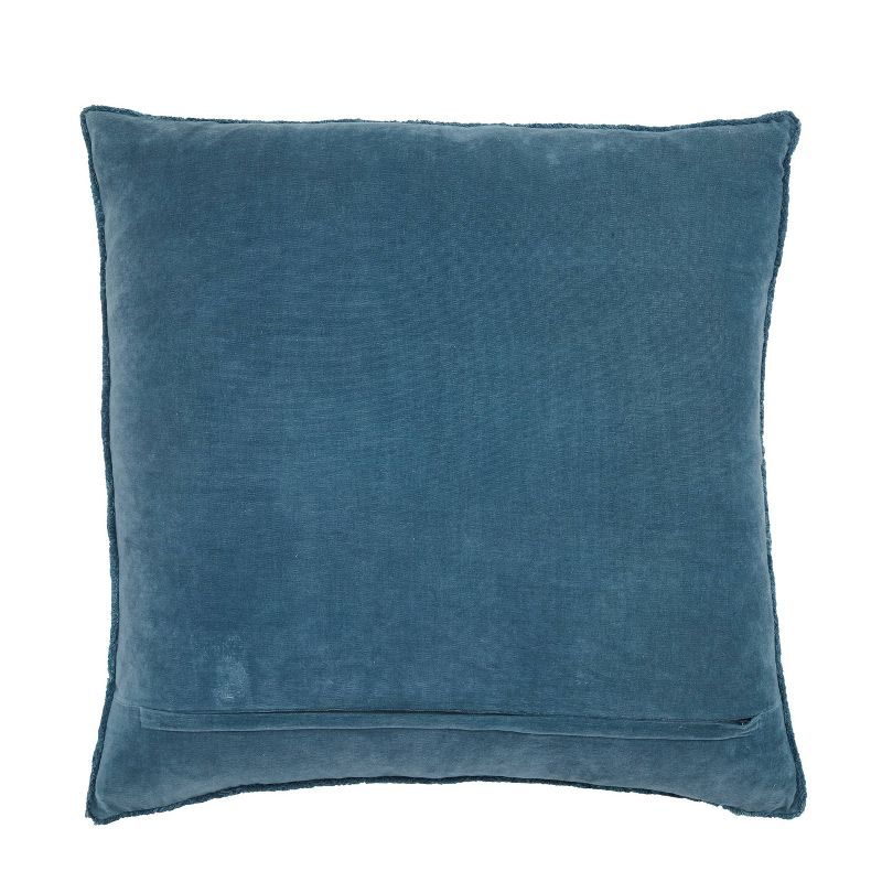 26"x26" Oversized Sunbury Down Square Throw Pillow Blue - Jaipur Living: Fringe-Trimmed, Art Deco, Cotton