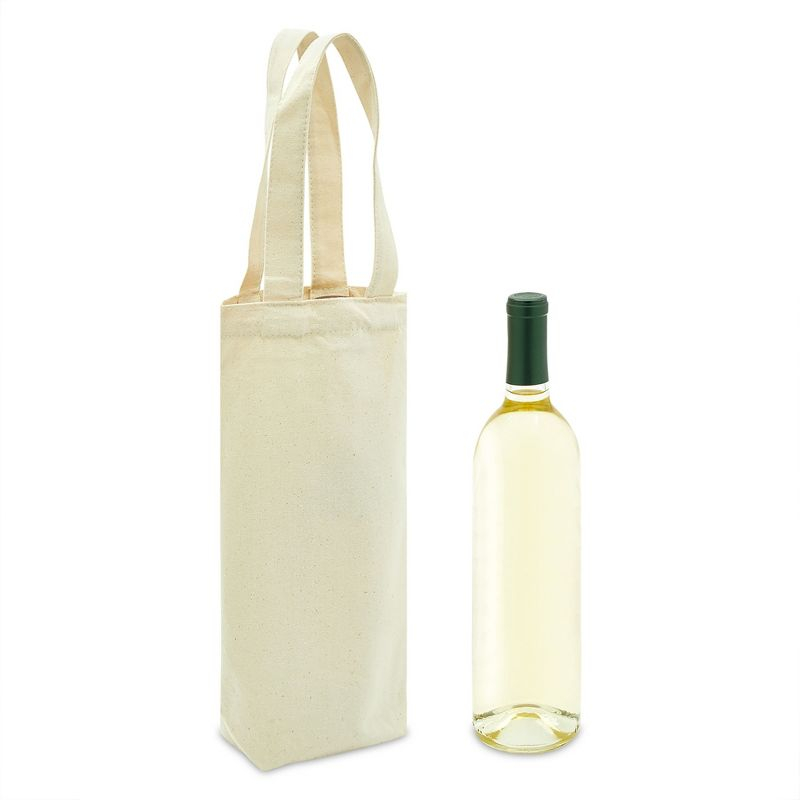 Blue Panda Canvas Wine Carrying Bags with Handles, Burlap Wine Bottle Gift Totes For Father's Day, Birthday Parties, Graduation, Bridal Shower, 6 Pack