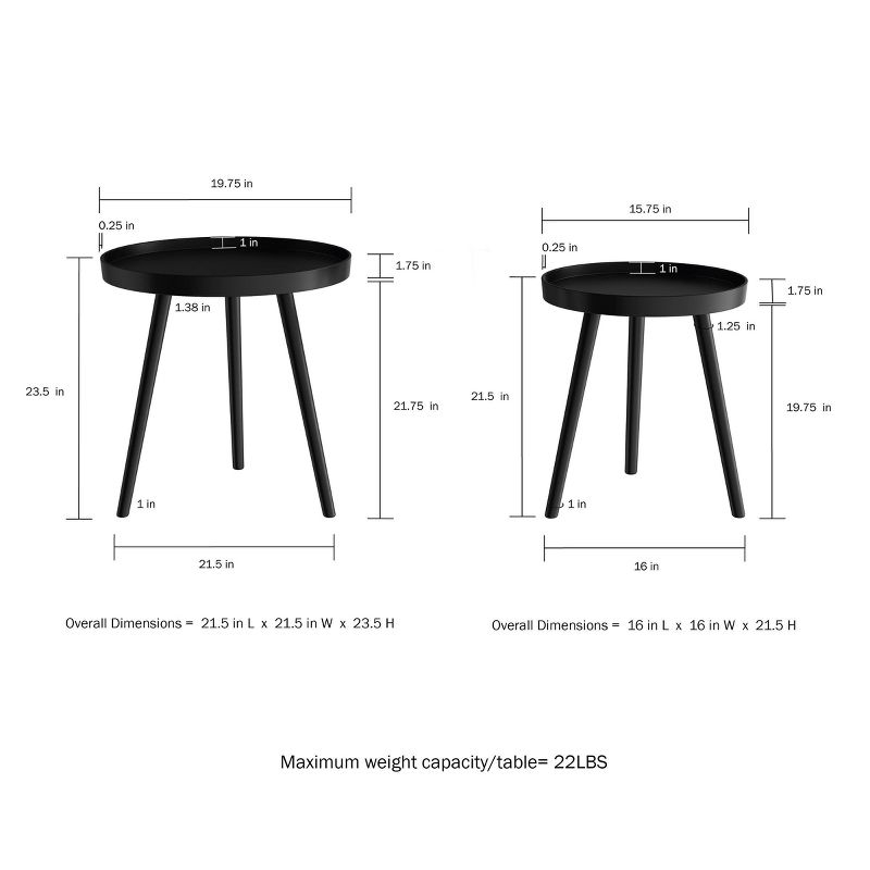 Nesting End Tables with Tray Top Black - Yorkshire Home: MDF Spindle-Legged Side & Accent Table Set