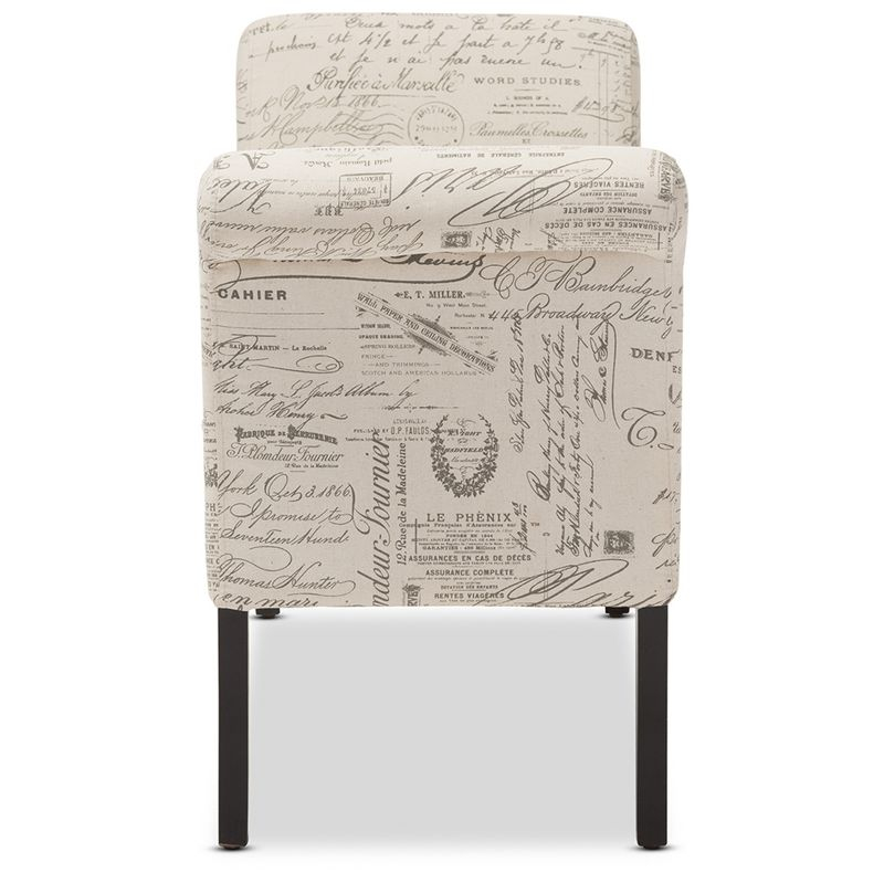 Baxton Studio Avignon Script - Patterned French Laundry Fabric Storage Ottoman Bench : Upholstered Rectangular Seating, No Assembly Required