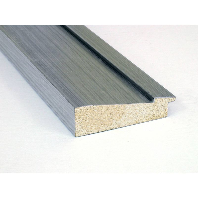 35" x 29" Non-Beveled Romano Silver Wood Wall Mirror - Amanti Art: Modern Rectangle, Includes Mounting Hardware