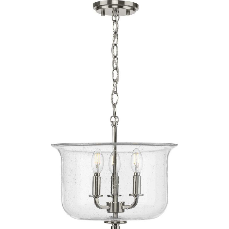 Progress Lighting Winslett 3-Light Semi-Flush Mount, Brushed Nickel, Seeded Glass Shade