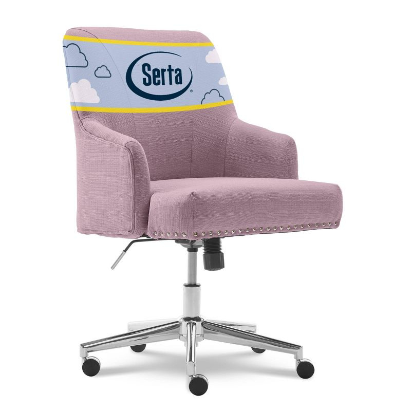 Serta Style Leighton Home Office Chair Fresh Lilac : Upholstered, Adjustable, with Fixed Arms & Wood Frame