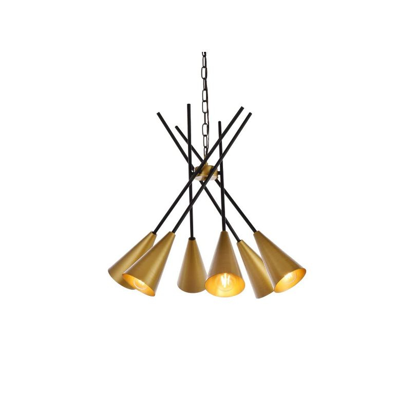 Elegant Lighting Casen 32 inch pendant in black and brass