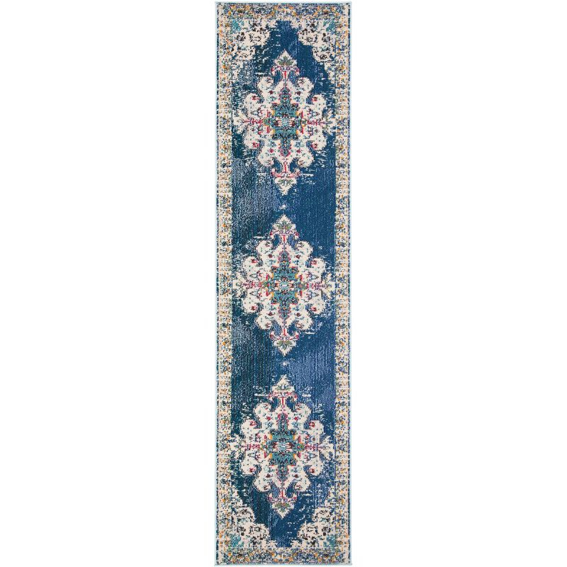 Madison MAD452 Power Loomed Indoor Runner Rug - Navy/Grey - 2'2"x6' - Safavieh