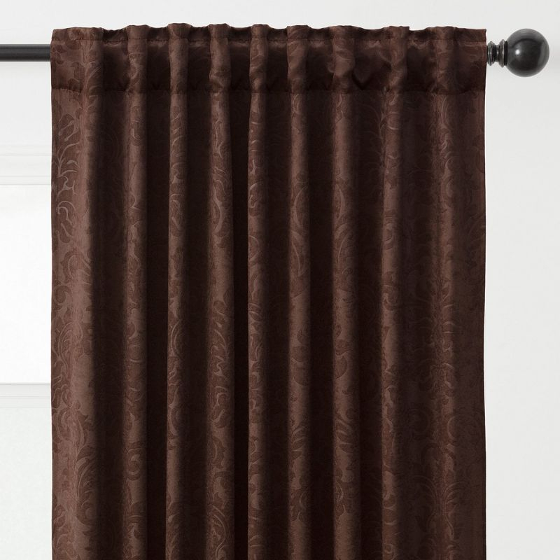 Chanasya 2pk Embossed Damask Room Darkening Window Curtain Panels - Set of 2 - 52 x 108 Inches Long - Mink
