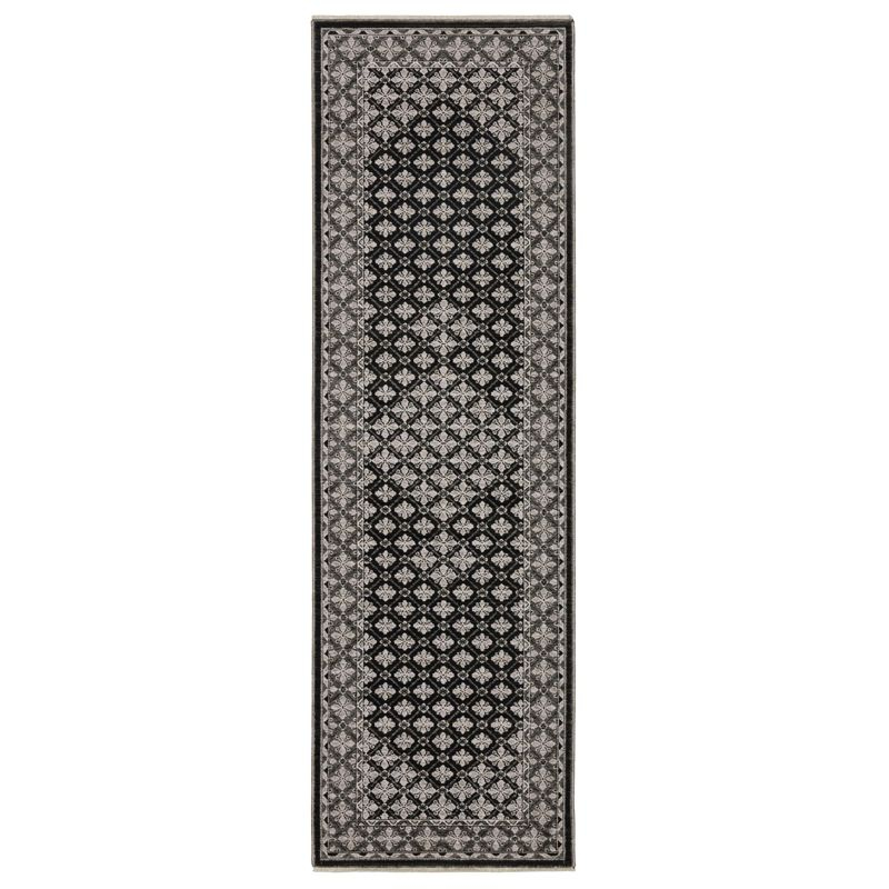 Oriental Weavers Chamberlain CH04A Black / Grey Indoor Area Rug - 2'3" x 7'6"