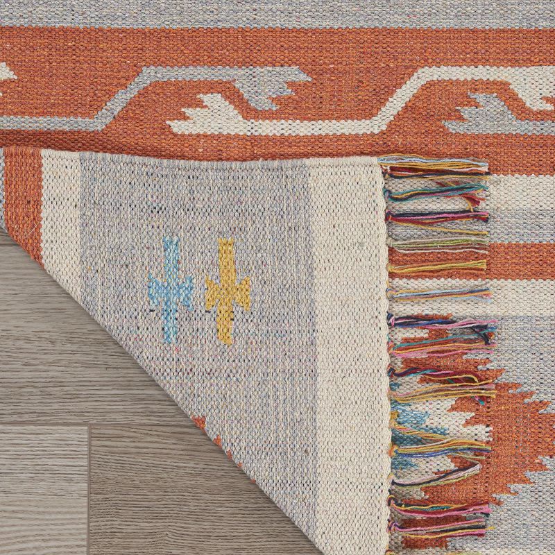 Nourison Baja BAJ03 Ivory/Gray/Red Indoor Area Rug - 5' x 7'