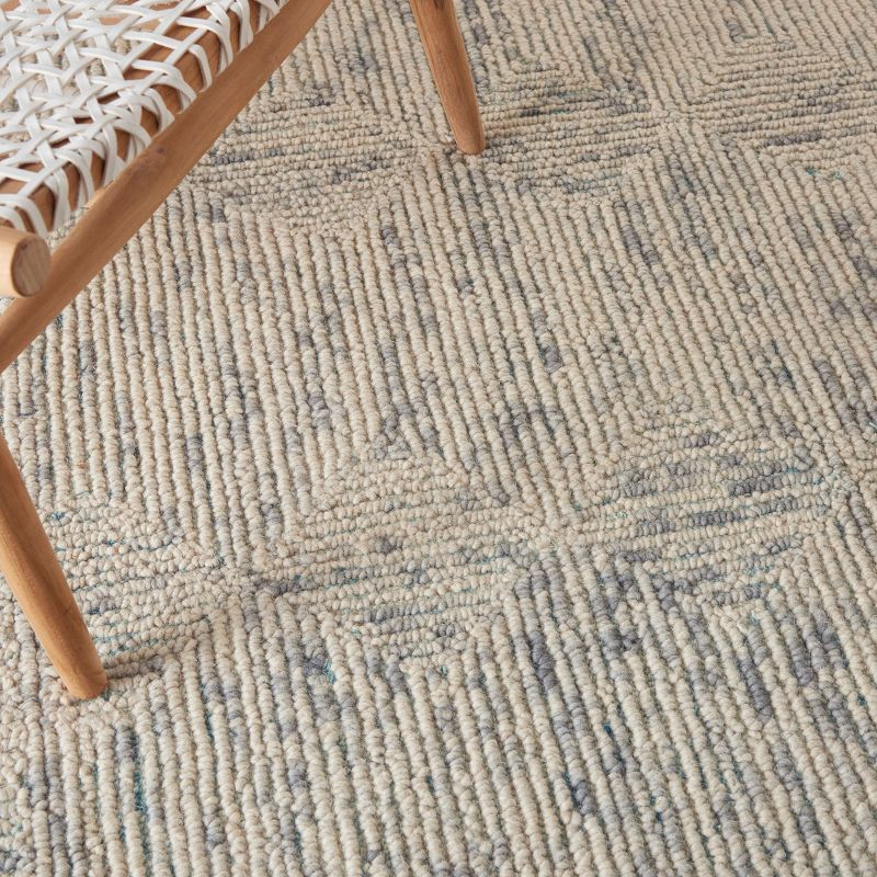 Nourison Vail Contemporary Indoor Area Rug Ivory Grey Teal 5'3" x 7'3"
