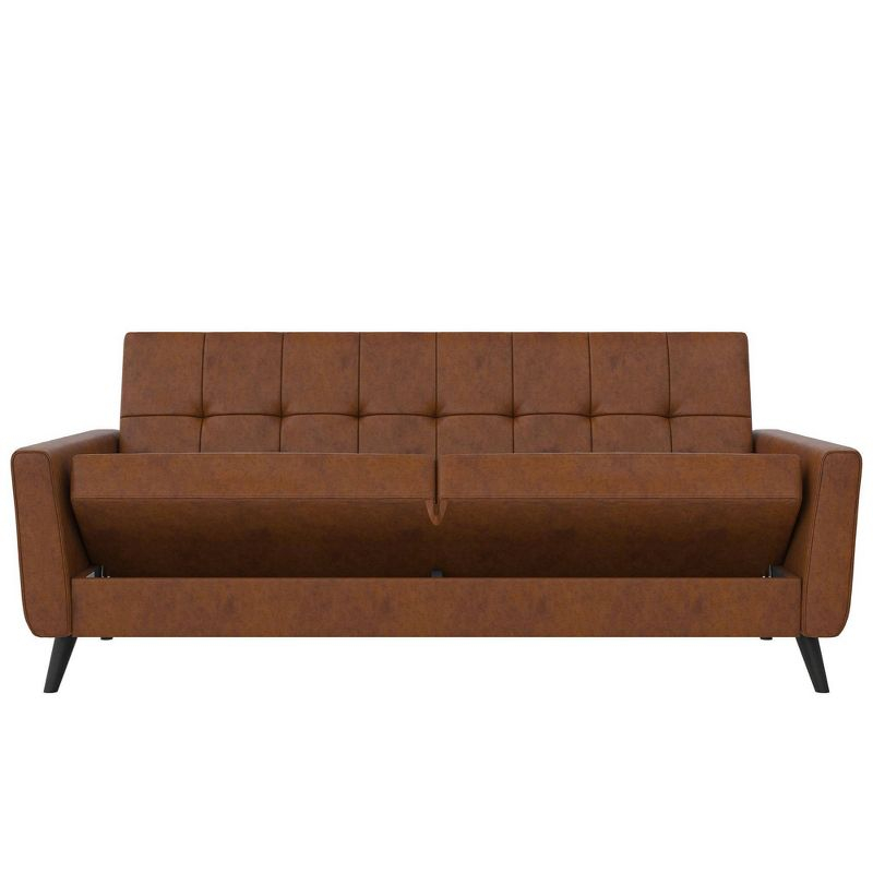Dorel Home Products Parker Faux Leather Futon with Storage Camel
