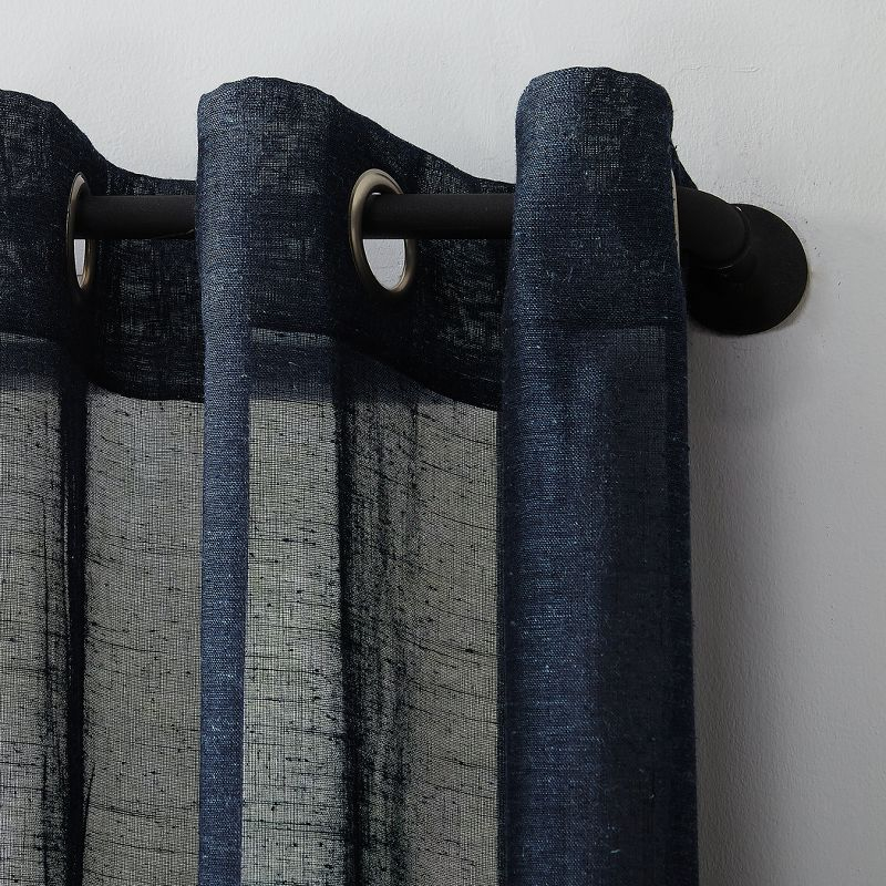 84"x52" Slub Textured Linen Blend Grommet Top Curtain Navy - Archaeo: Modern Light Filtering Panel
