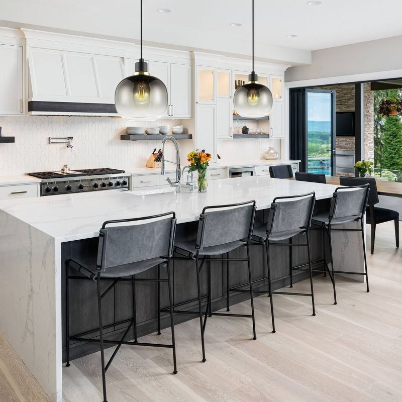 EGLO 1-Light Oilella Pendant Structured Black Finish with Vaporized Black Glass Shade: Vintage-Inspired, Adjustable Cord