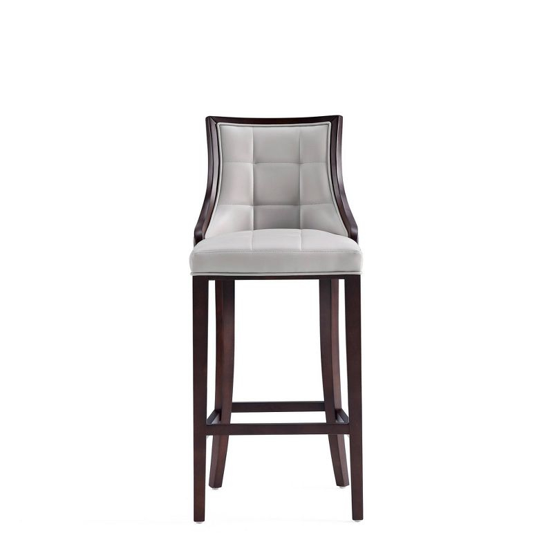 Fifth Avenue Upholstered Beech Wood Faux Leather Barstool Light Gray - Manhattan Comfort: Elegant Counter Chair, Fixed Height