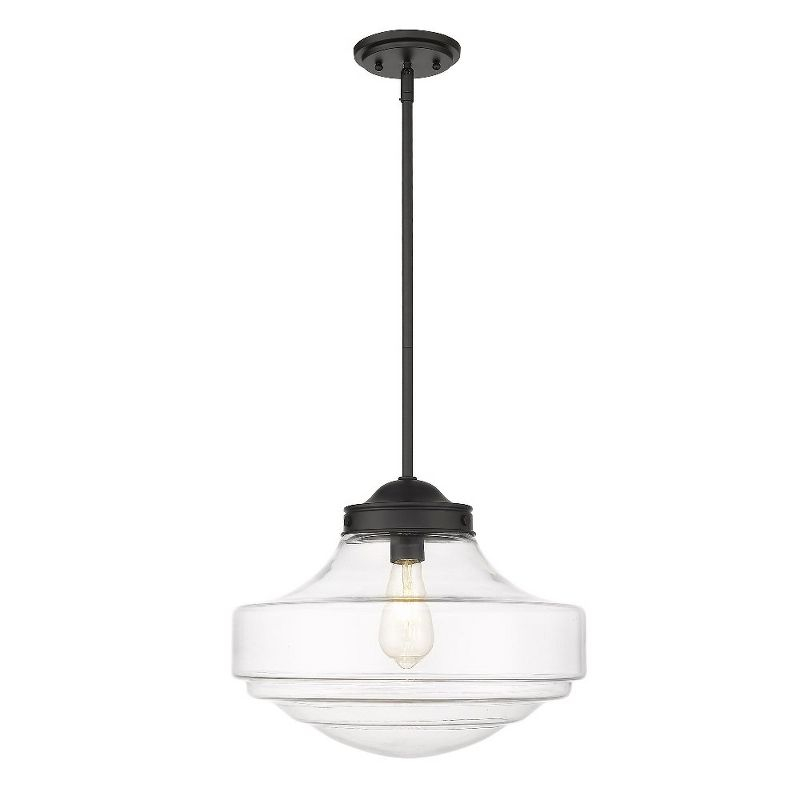 Golden Lighting Ingalls 1-Light Large Pendant in Matte Black with Clear Glass