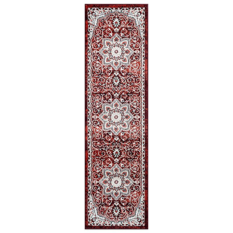 World Rug Gallery Traditional Medallion Area Rug - RED 2'x7'